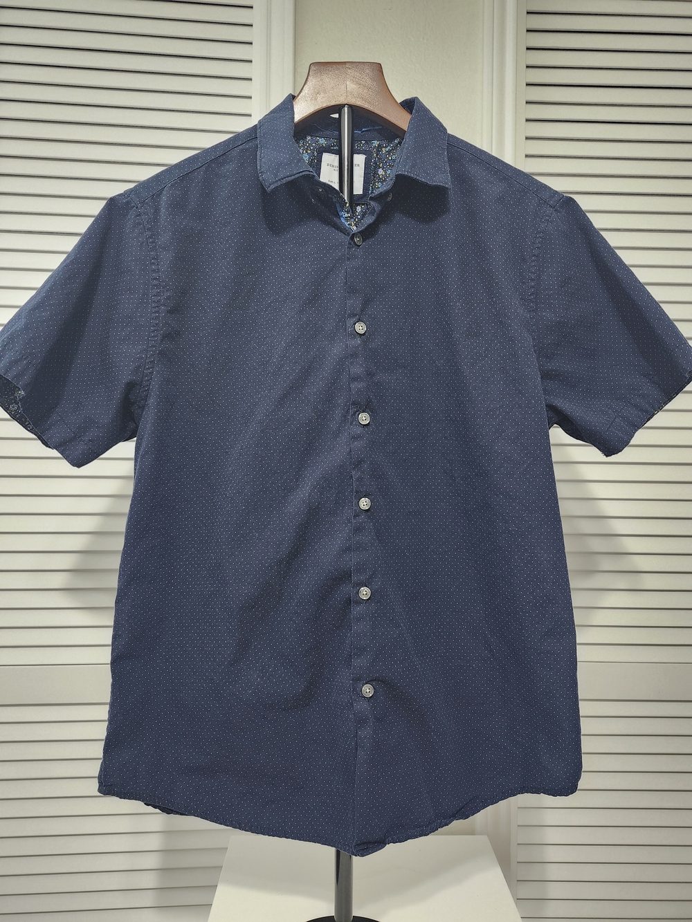 Denim & Flower Men's Short Sleeve Navy Button-Down Shirt